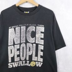 画像1: 90's USA製 NICE PEOPLE プリントTシャツ BLACK L (1)
