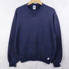 画像1: 90's RUSSELL ATHLETIC USA製 前V 無地スウェット NAVY M (1)