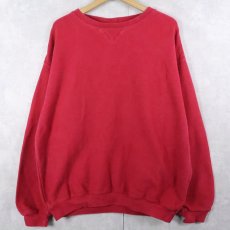 画像1: 90's LANDS' END USA製 前V 無地鹿の子スウェット L (1)