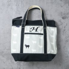 画像1: LANDS' END 羊柄×刺繡付き キャンバストートバッグ MEDIUM (1)