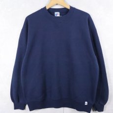 画像1: 90's RUSSELL ATHLETIC USA製 前V 無地スウェット NAVY L (1)