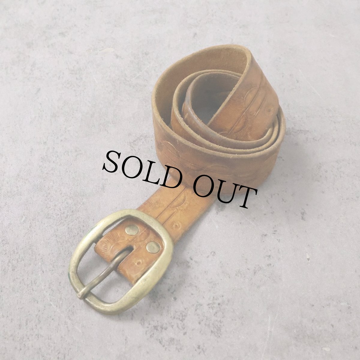 画像1: 型押し レザーベルト (1)