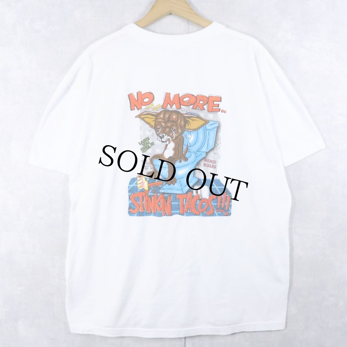 画像1: "NO MORE STINKIN TACOS" イラストプリントTシャツ XXL (1)