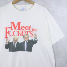 画像1: 2000's "Meet the Fuckers" 風刺画プリントTシャツ XL (1)