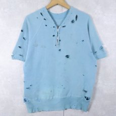 画像1: 50's ハーフジップ 無地 半袖スウェット (1)