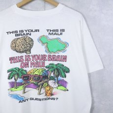 画像1: 90's Brain Waves USA製 "THIS IS YOUR BRAIN ON MAUI" サーフブランド プリントTシャツ XL (1)