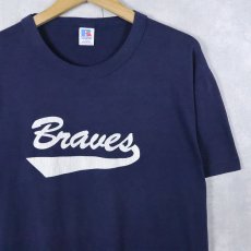 画像1: 80's RUSSELL ATHLETIC USA製 "Atlanta Braves" MLBチームロゴプリントTシャツ NAVY L (1)