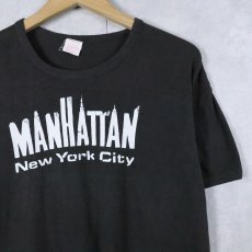 画像1: 70's "MANHATTAN New York City" パキ綿 プリントTシャツ BLACK L (1)