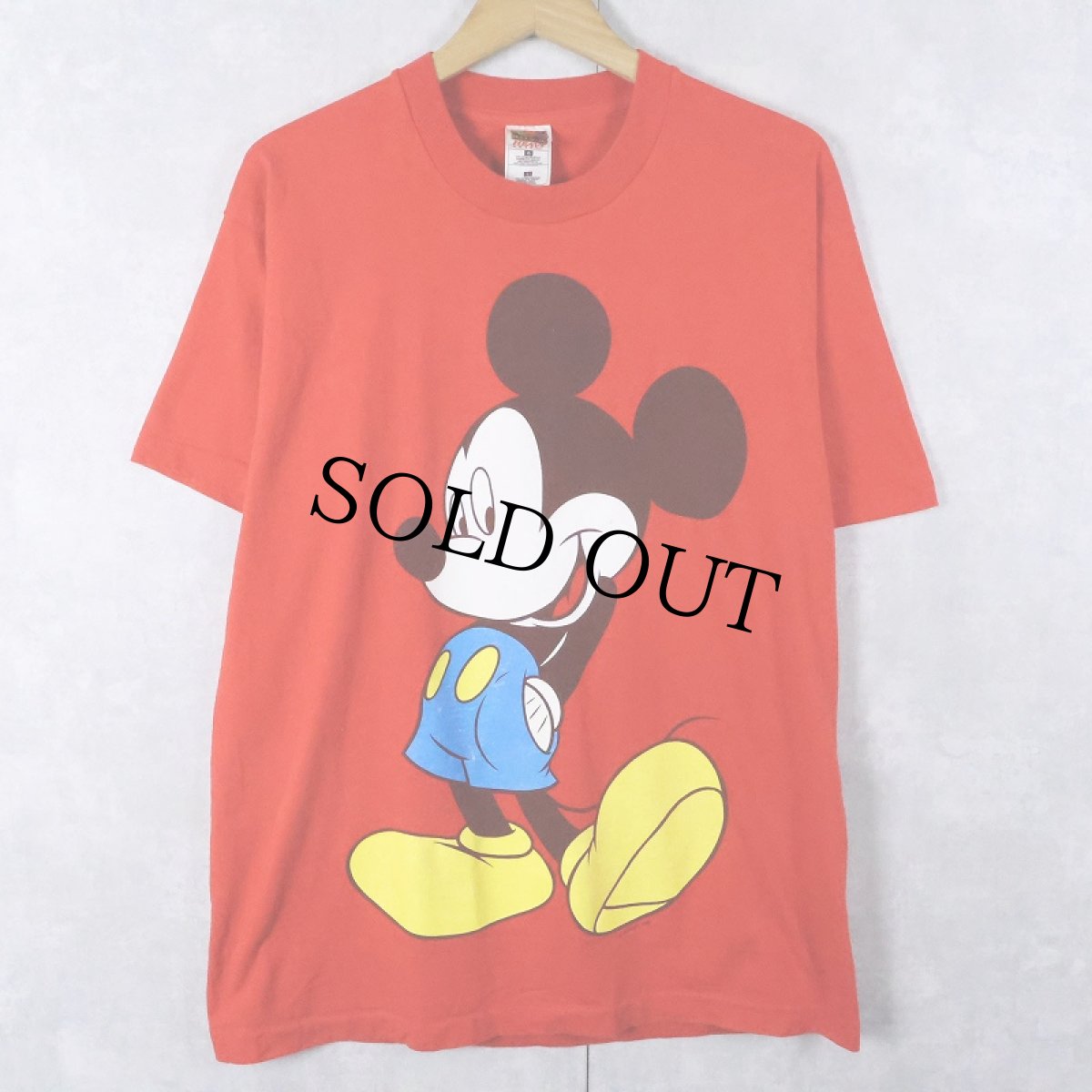 画像1: 90's Disney 青パンミッキー キャラクタープリントTシャツ L (1)