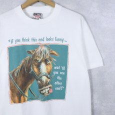 画像1: 90's Nate Owens "If you think this end looks funny.." 馬プリントTシャツ L (1)