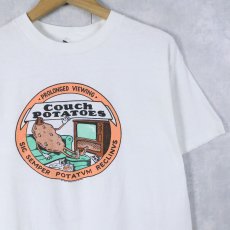 画像1: 80's Couch Potatoes シュールイラストプリントTシャツ L (1)