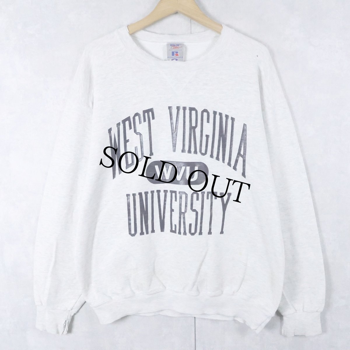 画像1: 90's RUSSELL ATHLETIC HIGH COTTON USA製 "WEST VURGINIA UNIVERSITY" プリントスウェット M (1)