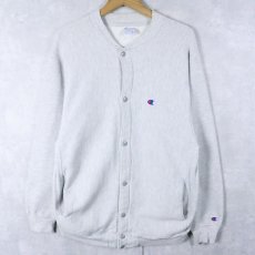 画像1: 90's Champion REVERSE WEAVE USA製 目付き フルスナップ スウェットカーディガン L  (1)