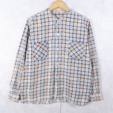 画像1: 〜60's チェック柄 カットオフ プリントネルシャツ (1)