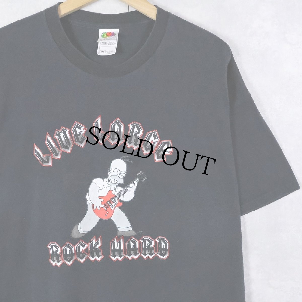 画像1: THE SIMPSONS "LIVE LARGE ROCK HARD" キャラクタープリントTシャツ 2XL (1)