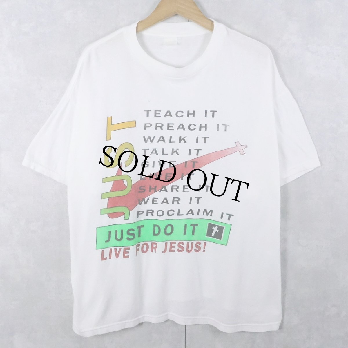 画像1: 2000's "JUST DO IT" ジーザス パロディプリントTシャツ (1)