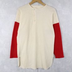 画像1: 50's〜 2トーン マチ付き ヘンリーネック ウールニットセーター (1)