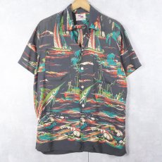 画像1: 50's DUKE KAHANAMOKU ホリゾンタルパターン レーヨンアロハシャツ (1)