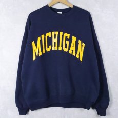 画像1: 80's RUSSELL ATHLETIC USA製 "MICHIGAN" プリントスウェット NAVY XL (1)