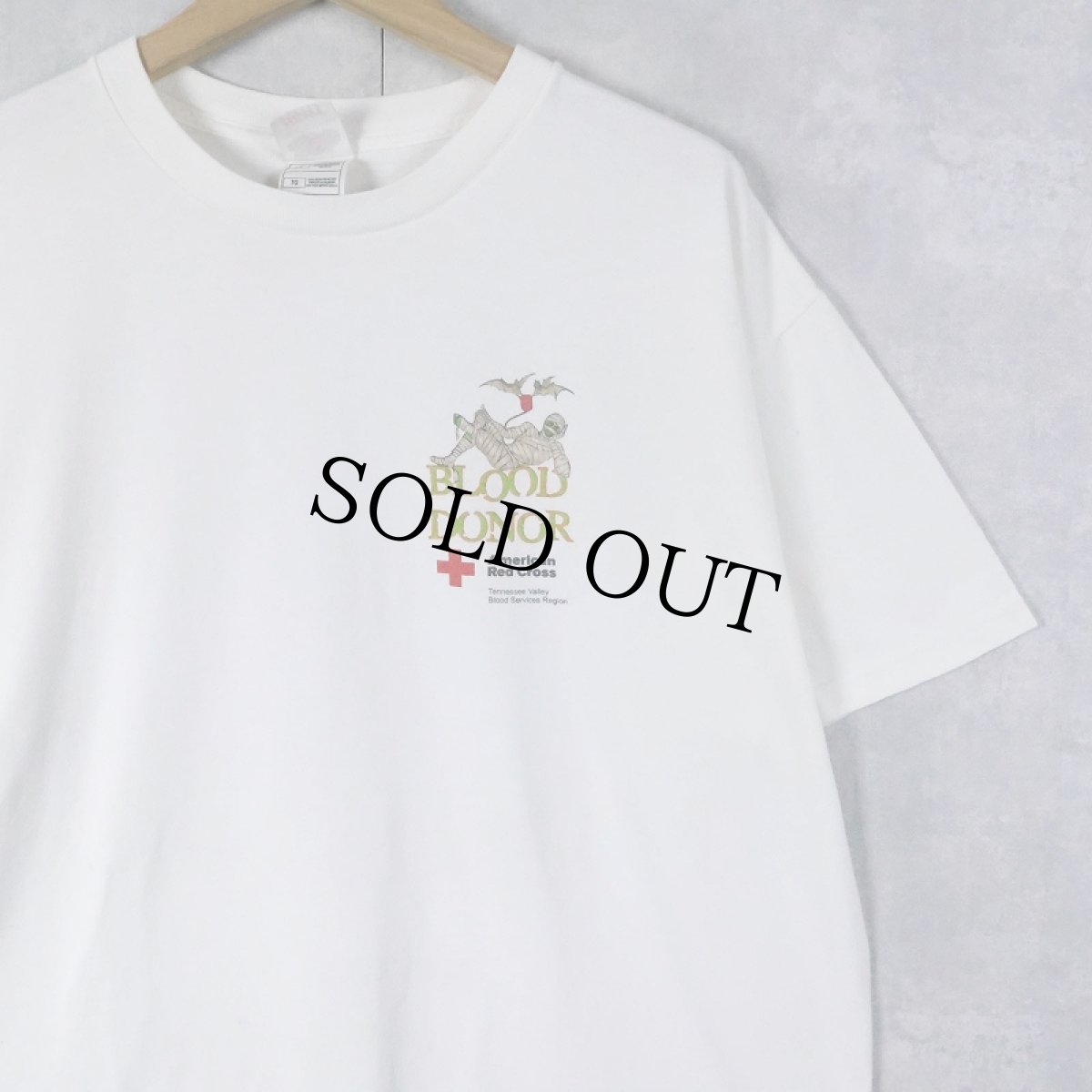 画像1: American Red Cross "BLOOD DONOR" 赤十字社プリントTシャツ XL (1)