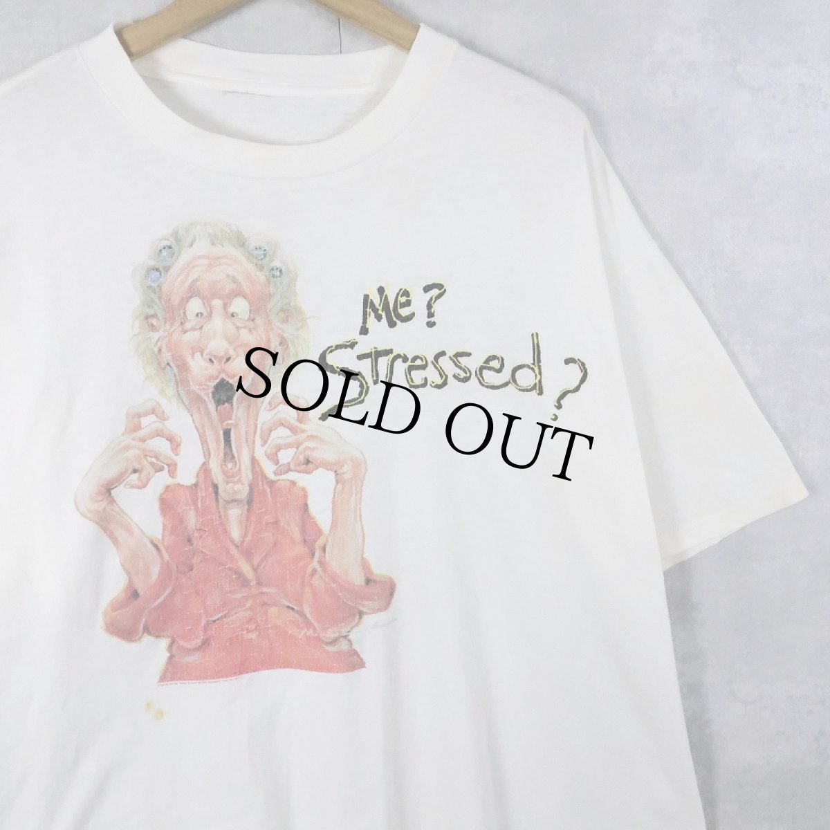 画像1: 90's Mike Scovel "Me? Stressed?" イラストプリントTシャツ (1)