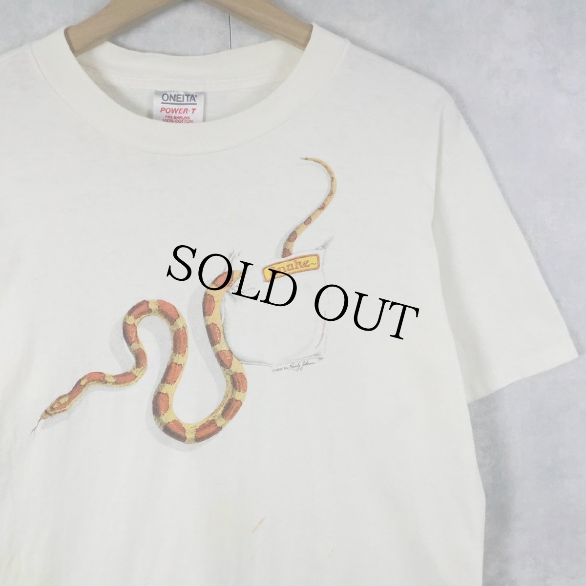 画像1: 90's Randy Johnson USA製 "Snake" ヘビイラストプリントTシャツ L (1)