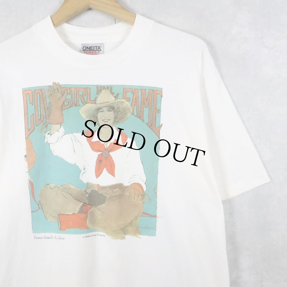 画像1: 90's Donna Howell Sickles USA製 アートプリントTシャツ L (1)