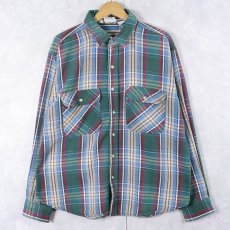 画像1: 90's VAN HEUSEN 417 チェック柄 ヘビーネルシャツ XL (1)