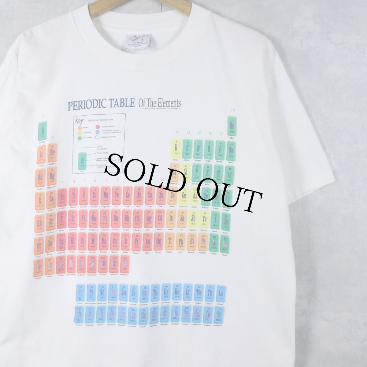 画像1: 90's USA製 "Periodic Table of the Elements" 周期表プリントTシャツ L (1)