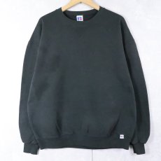 画像1: 90's RUSSELL ATHLETIC USA製 前V 無地スウェット BLACK XL (1)