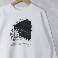 画像1: 90's Sidney Harris USA製 "I Think You Should Be More..." イラストプリントラグランスウェット XL (1)
