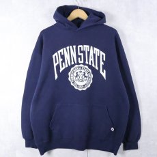 画像1: 90's RUSSELL ATHLETIC USA製 "PENN STATE" プリントスウェットフーディー NAVY XXL (1)