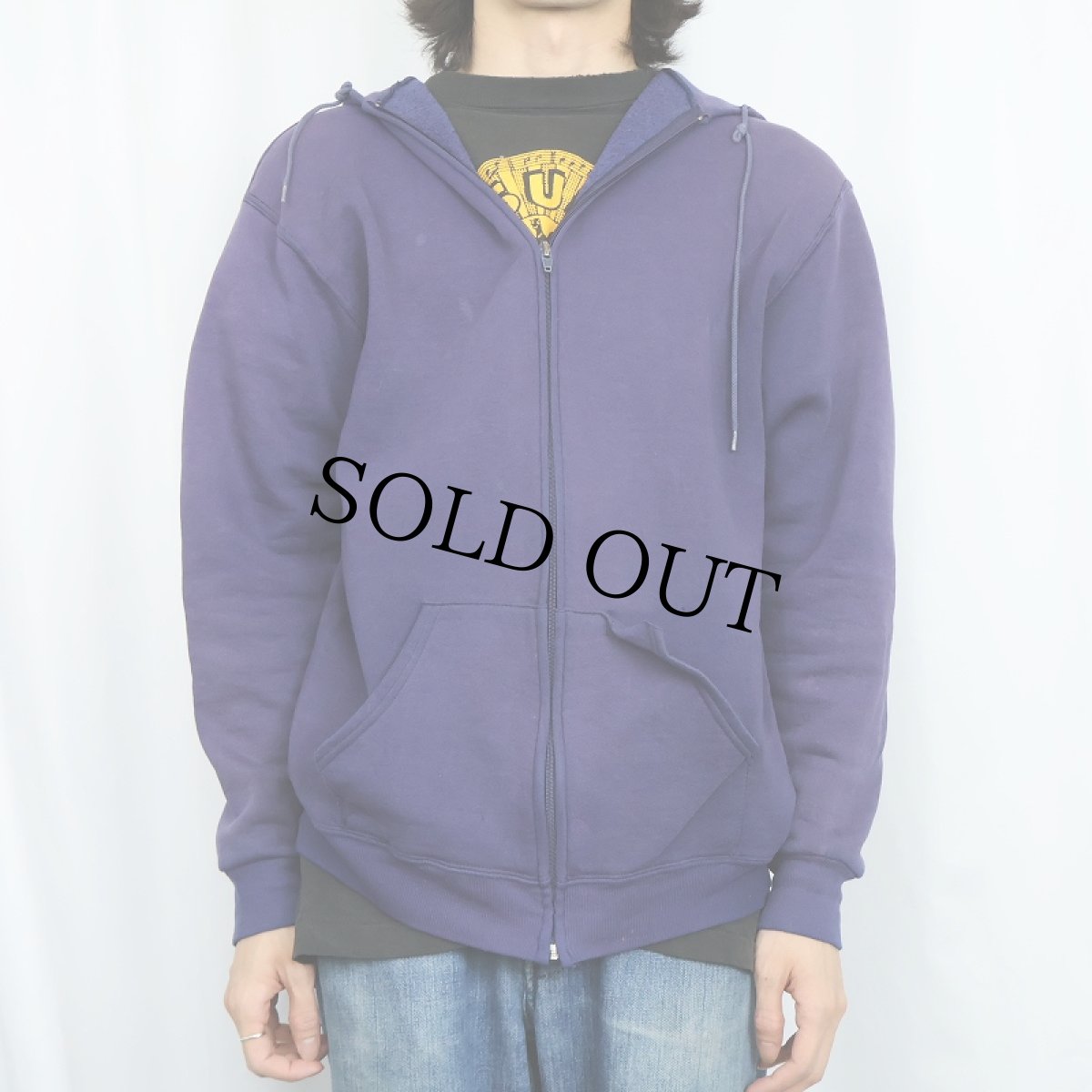 画像2: 90's RUSSELL ATHLETIC USA製 無地 スウェットジップパーカー XL (2)