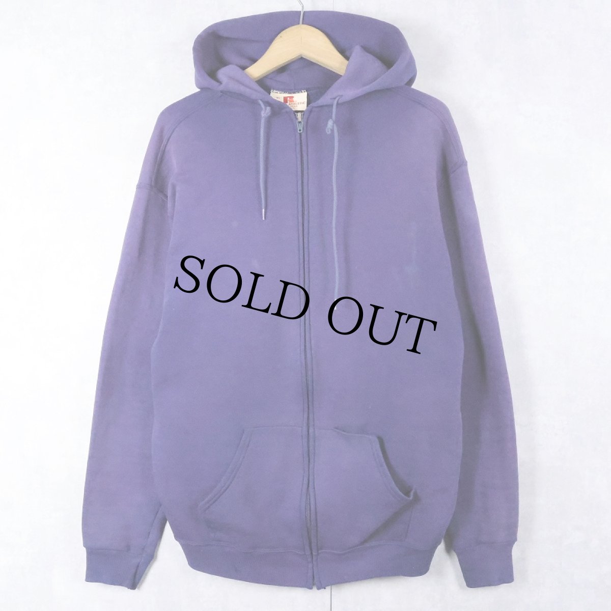 画像1: 90's RUSSELL ATHLETIC USA製 無地 スウェットジップパーカー XL (1)