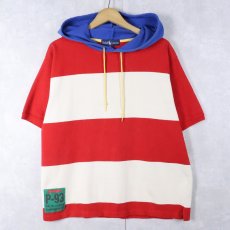 画像1: 90's POLO Ralph Lauren USA製 "P-93" ボーダー柄 Tパーカー S (1)