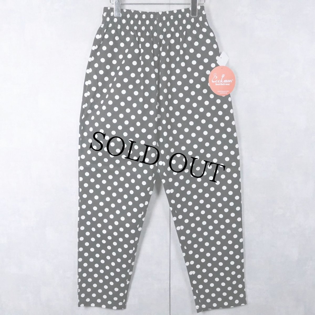 画像2: Cookman ドット柄 シェフパンツ フラッシャー付き未使用 M (2)