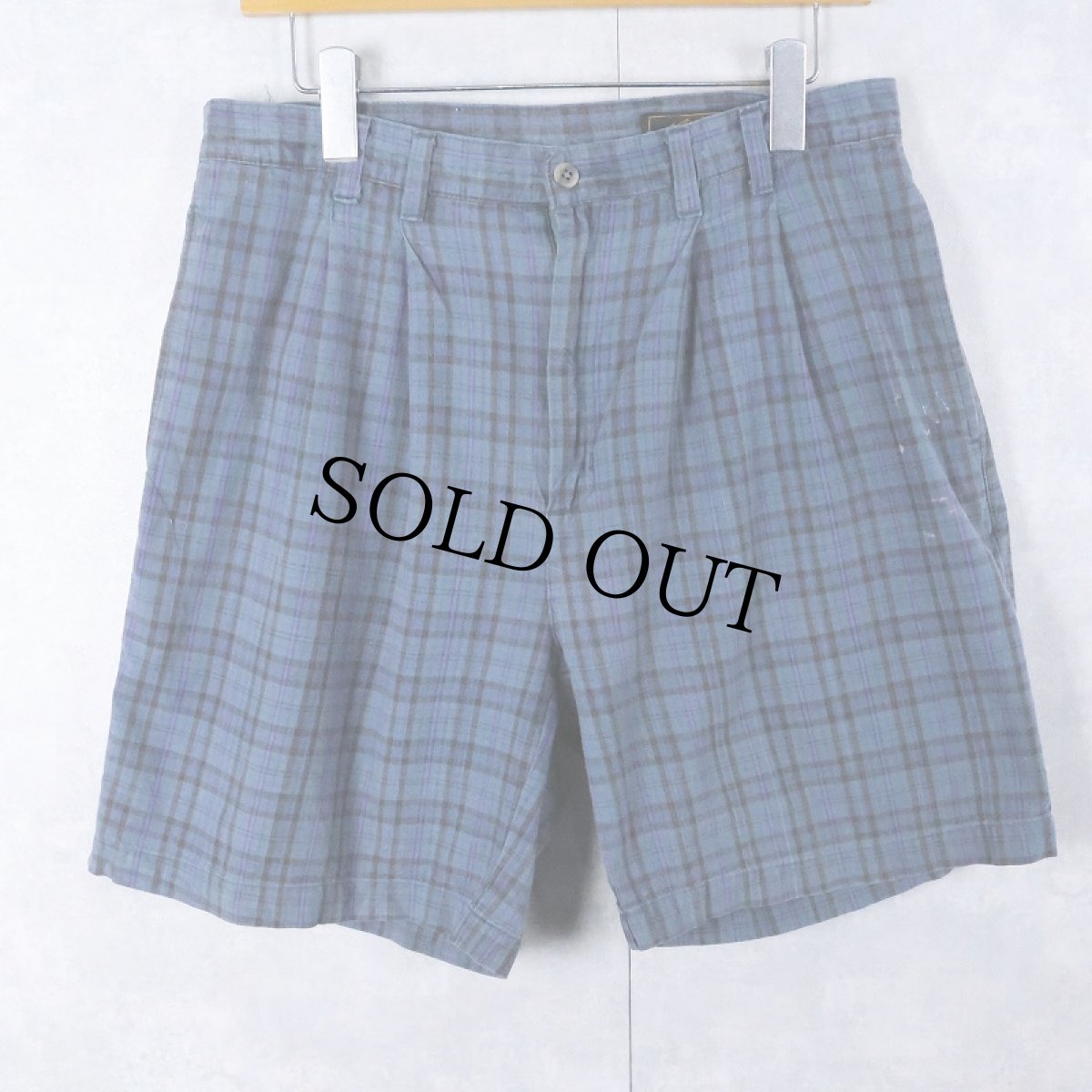 画像1: 80〜90's Eddie Bauer チェック柄 2タック コットンショーツ W31 (1)