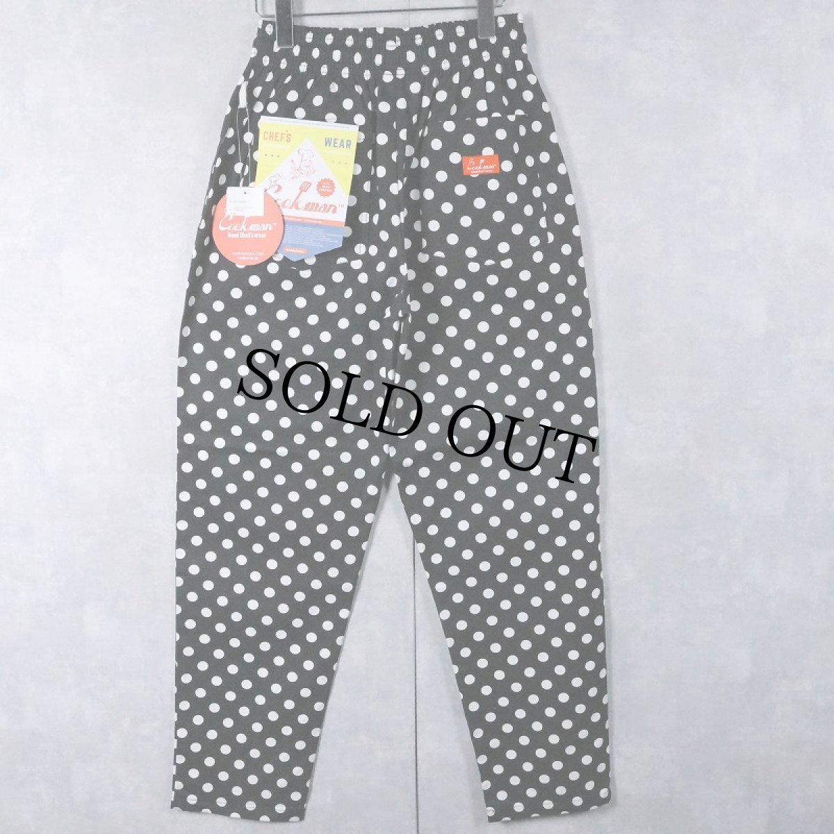 画像1: Cookman ドット柄 シェフパンツ フラッシャー付き未使用 M (1)