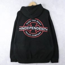 画像1: INDEPENDENT スケートブランド ロゴプリントスウェットジップパーカー BLACK L (1)