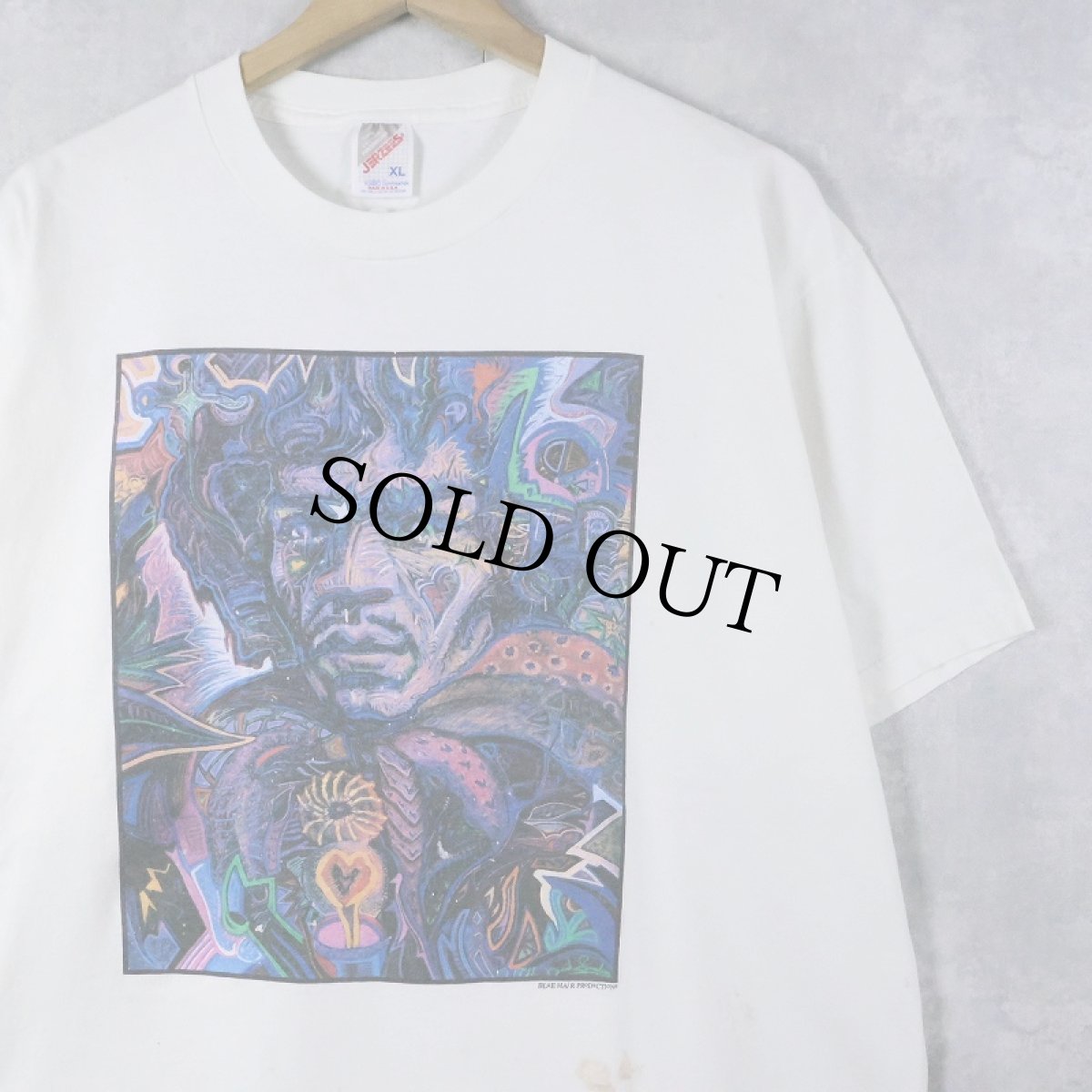 画像1: 90's David Sanders USA製 "Jimi Hendrix" ミュージシャン アートプリントTシャツ XL (1)