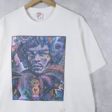 画像1: 90's David Sanders USA製 "Jimi Hendrix" ミュージシャン アートプリントTシャツ XL (1)
