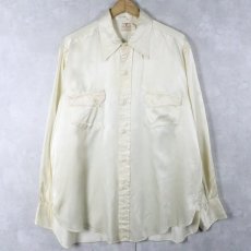 画像1: 40's LEVI'S ロングホーン ダイアゴナルポケット サテンウエスタンシャツ (1)