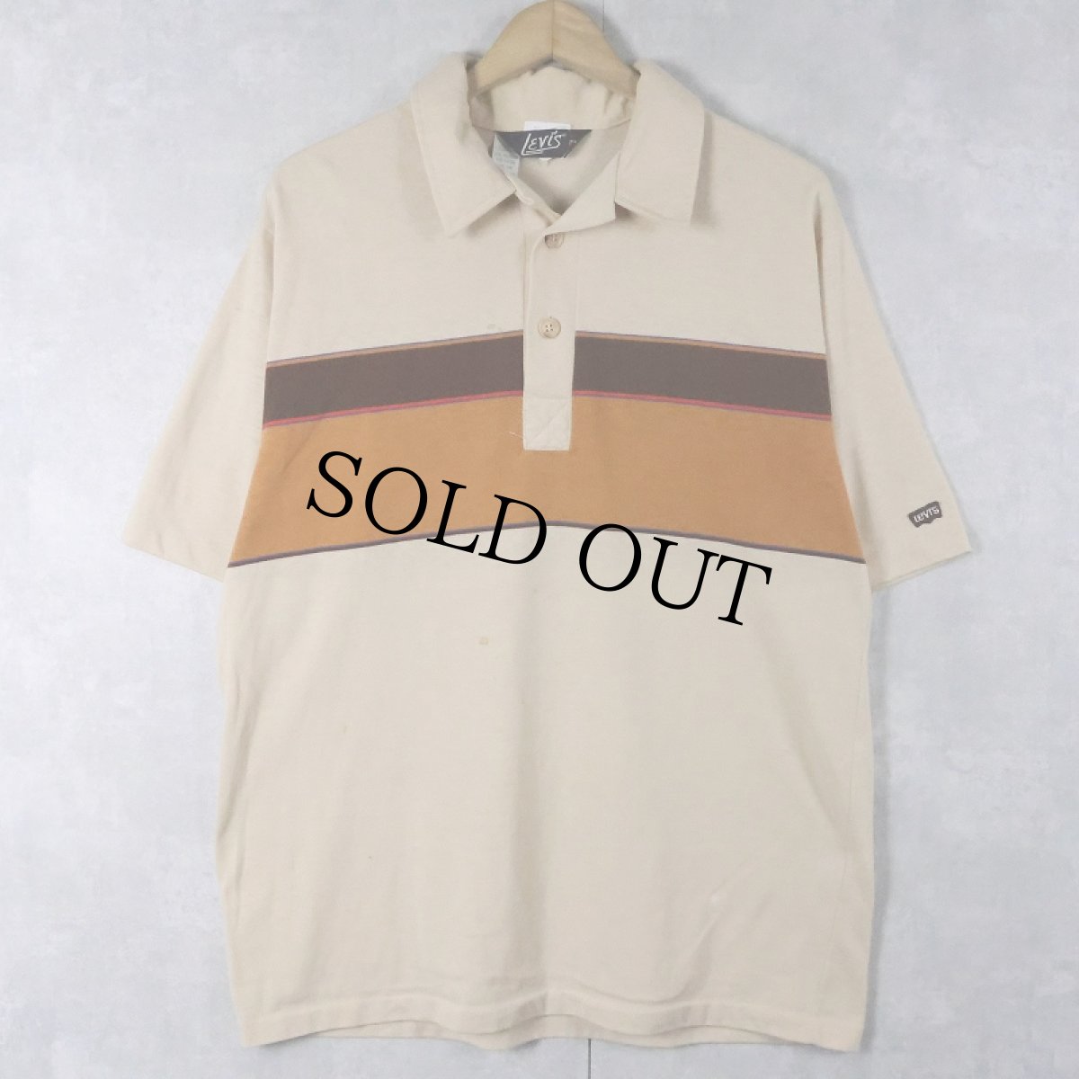 画像1: 70's Levi's ボーダー柄 ポロシャツ XL (1)