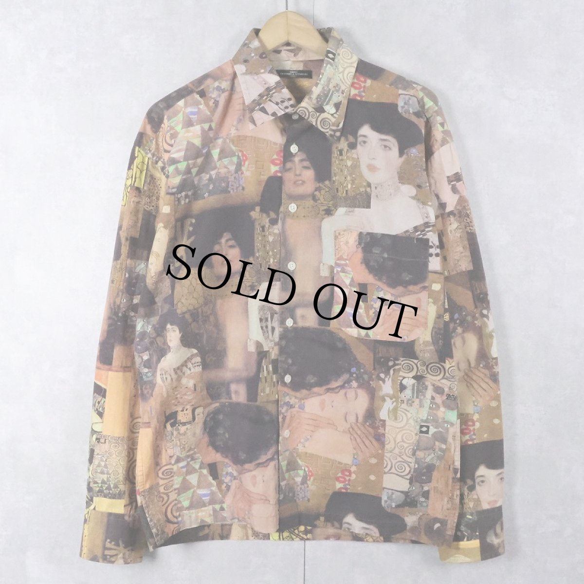画像1: Gustav Klimt CANADA製 総柄 アートプリントコットンシャツ L (1)