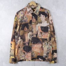 画像1: Gustav Klimt CANADA製 総柄 アートプリントコットンシャツ L (1)