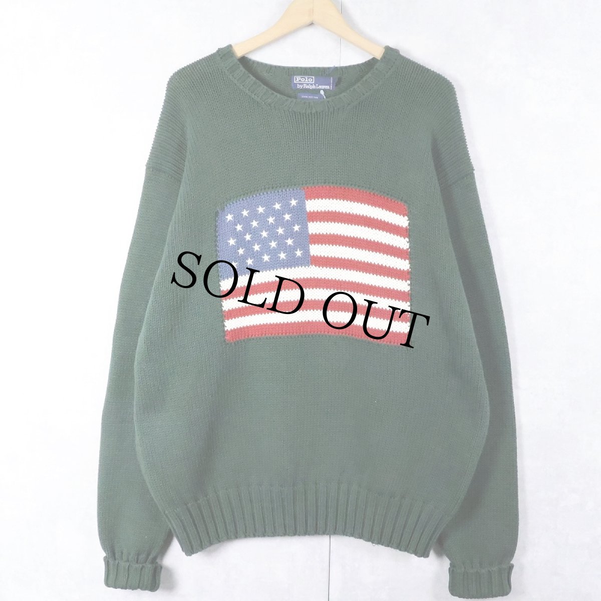 画像1: POLO Ralph Lauren 星条旗柄 コットンニットセーター L (1)