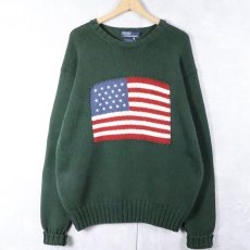 画像1: POLO Ralph Lauren 星条旗柄 コットンニットセーター L (1)
