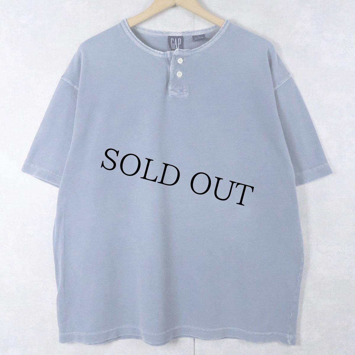 画像1: 90's GAP ヘンリーネック 鹿の子Tシャツ L (1)