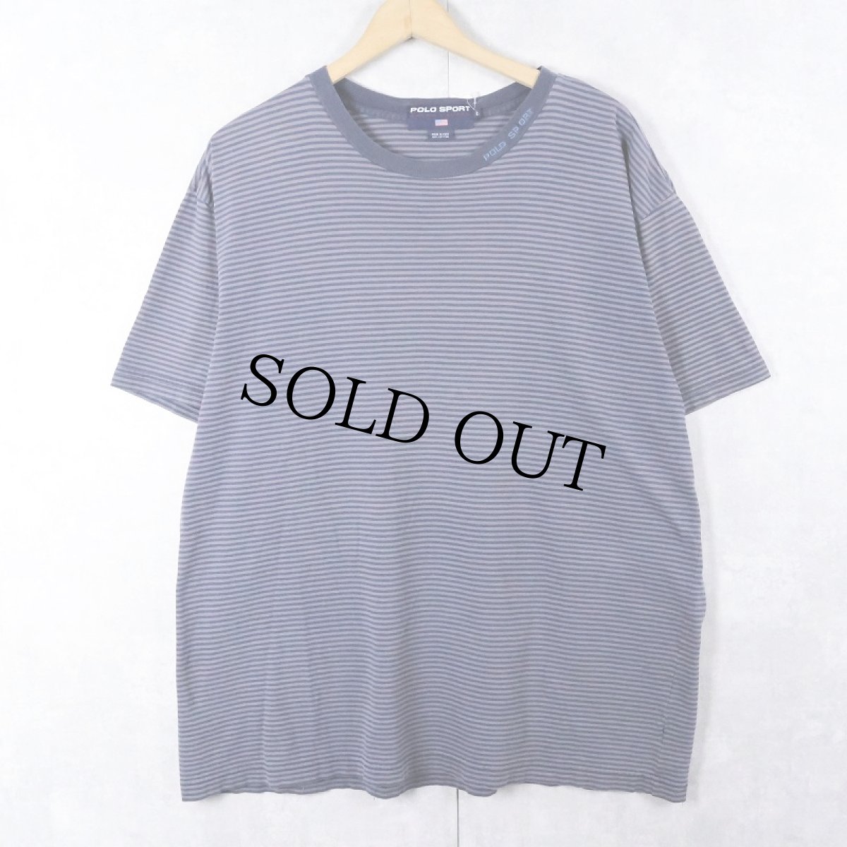 画像1: 90's POLO SPORT Ralph Lauren ロゴ刺繍 ボーダー柄 Tシャツ L (1)
