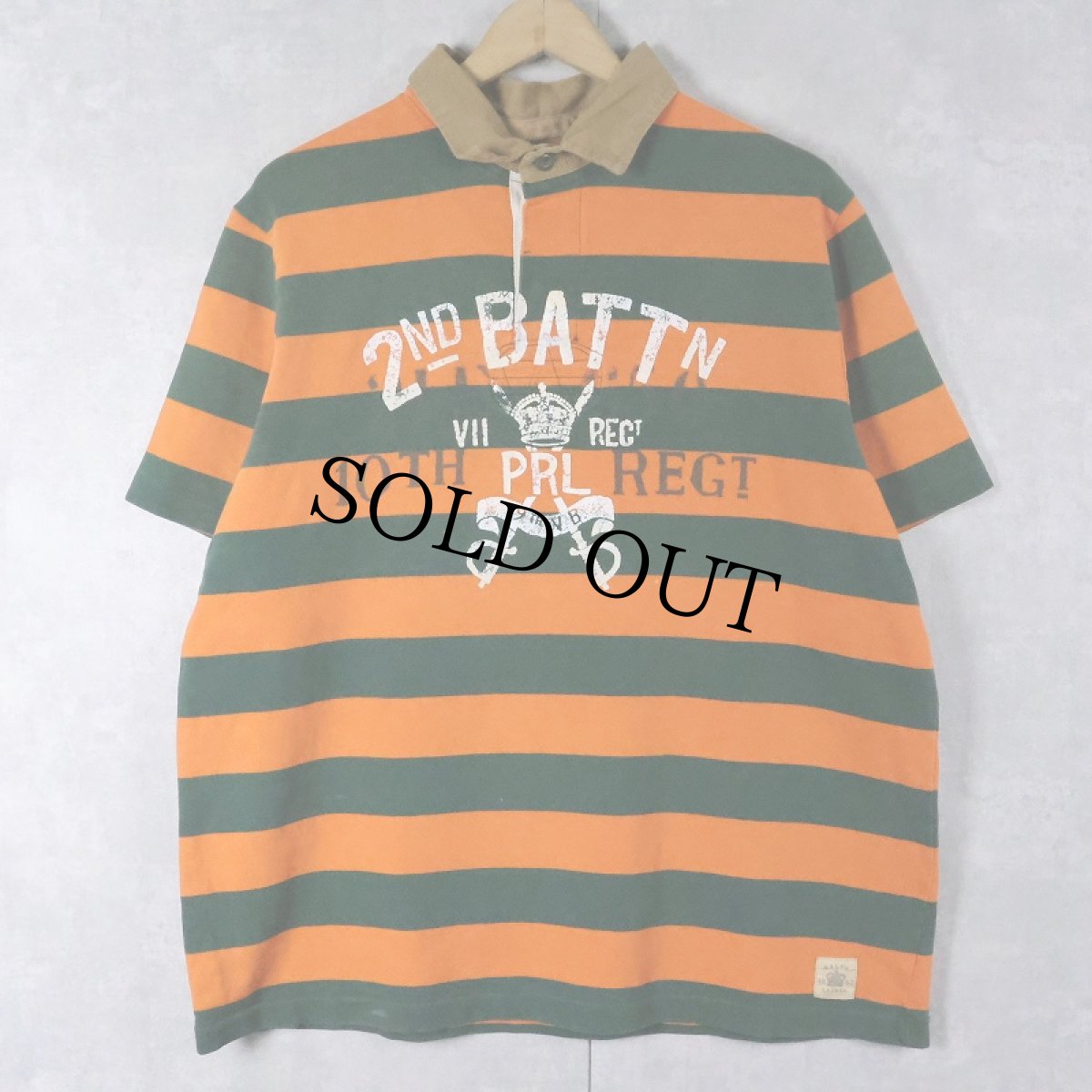 画像1: POLO Ralph Lauren "CUSTOM FIT" ボーダー柄 ラガーシャツ L (1)
